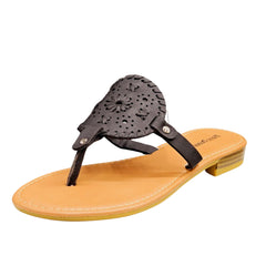 Pierre Dumas Rosetta-7 Black Fashion Slip On Womens Casual Open Toe Sandals