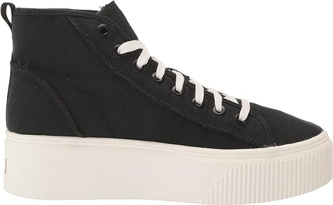 Dr. Scholl's For Now Hi Black Fabric Lace Up Chunky Platform Mid Top Sneakers