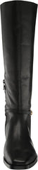 Sam Edelman Clive Black Leather Squared Toe Stacked Heel Knee High Fashion Boots