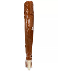Steve Madden Vivee Cognac Patent Pointed Toe Stiletto Heel Over The Knee Boots