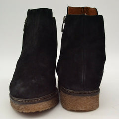 Eric Michael Hampton Boot Black Suede Low Wedge Casual Boot Ankle Booties