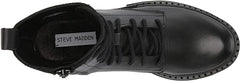 Steve Madden Jamisyn Black Leather Fashion Lace Up Ankle Chunky Combat Boots