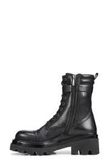 Sam Edelman Azka Black Leather Chunky Lug Sole Lace Up Ankle Combat Boots