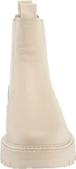Dolce Vita Moana H2O Off White Leather Pull On Round Toe Lugged Sole Ankle Boots