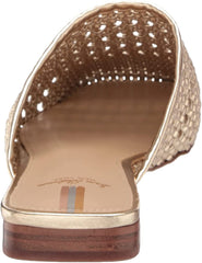 Sam Edelman Leona Gold Slip On Squared Toe Ornate Woven Detailed Flat Mules