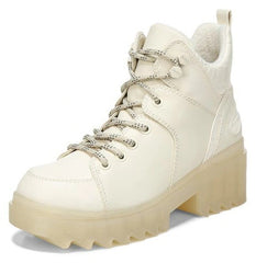 Circus By Sam Edelman Hanna Modern Ivory Round Toe Lace Up Platform Ankle Boots