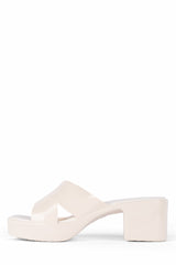 Jeffrey Campbell Bubblegum Platform Jelly Cross Band Slide Sandals Cream