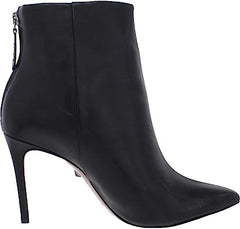 Schutz Michela Black Leather Pointed Toe Stiletto High Heel Bootie Ankle Boots