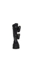 Steve Madden Thorpe Black Micro Pouch Rounded Closed Toe Combat Textile Boots