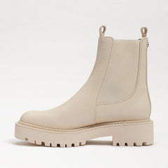 Sam Edelman Laguna Modern Ivory Leather Chelsea Rounded Toe Pull On Wide Boots