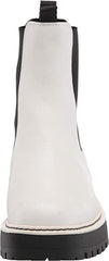 Sam Edelman Laguna White Leather Chelsea Moto Rounded Toe Pull On Ankle Boots