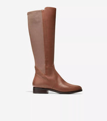 Cole Haan Noelle Chainstitch Leather/Stretch Rounded Toe Knee High Boots