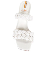 Sam Edelman Kendra White Leather Block Heel Square Open Toe Slip On Fashion Mule