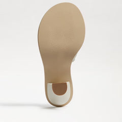 Sam Edelman Aida Ivory Rounded Open Toe Slip On Block Heel Leather Dress Mules