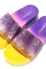 Cape Robbin AMBUR Ombre Slip On Platform Wedge Rhinestone Mule Slide Sandals