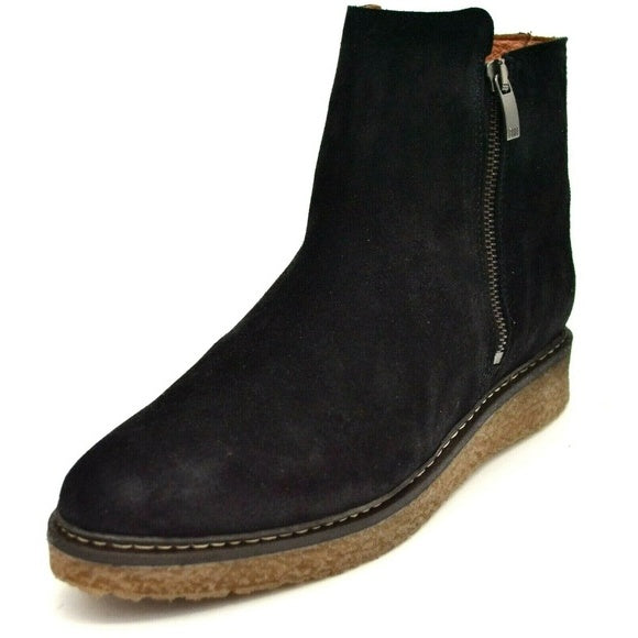 Eric Michael Hampton Boot Black Suede Low Wedge Casual Boot Ankle Booties