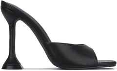 Cape Robbin Lithe Black Sexy High Spool Heel Open Squared Toe Slip On Pumps
