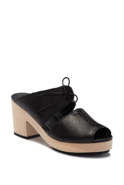 Kelsi Dagger Brooklyn Black Open Toe Lace Up Ankle Heeled Platform Sandals