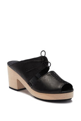Kelsi Dagger Brooklyn Black Open Toe Lace Up Ankle Heeled Platform Sandals