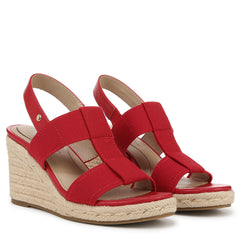 LifeStride Tallulah Red Fashion Slingback Open Toe Casual Espadrille Wedge Sandals