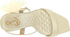 Sam Edelman Leana Pearl Ivory Suede Squared Open Toe Stiletto Heleed Sandals