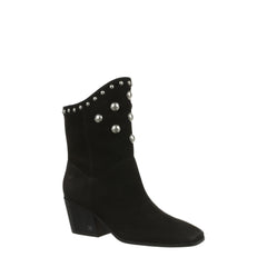 Sam Edelman Wildie Black Pearl Studs Slip On Pointed Toe Block Heel Ankle Boots