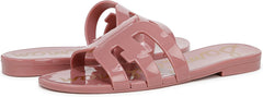 Sam Edelman Bay Pink Lily Round Open Toe Slip On Leather Strap Slide Sandals