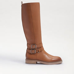 Sam Edelman Freda Cashew Leather Zipper Block Heel Round Toe Knee High Boots