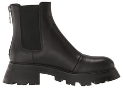 DKNY Sasha Black Fashion Platform Smooth Zip Rounded Toe Chunky Ankle Boots 9.5