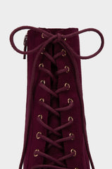 Liliana Monclair Run The Streets Wine Vegan Suede Lace Up Combat PLatform Boots
