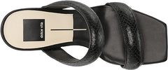 Dolce Vita Pascoe Black Embossed Stella Slip On Squared Open Toe Heeled Sandals