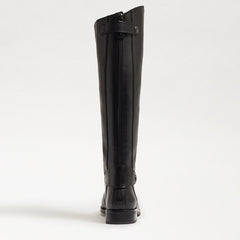 Sam Edelman Mikala Black Block Heel Rounded Toe Zipper Leather Knee High Boots