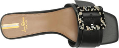 Sam Edelman Deacon Black Squared Open Toe Buckle Detailed Slides Heeled Sandals