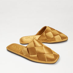 Sam Edelman Rhys Golden Yellow Slip On Rounded Toe Chic Style Mules Shoes