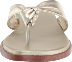 Cole Haan Fiona Soft Gold Squared Open Toe Slip On Flat Thong Slides Sandals