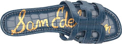 Sam Edelman Bay Deep Caspian Blue Print Slide Mule Open-Toe Slip-On Sandals