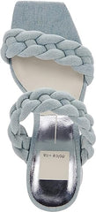 Dolce Vita Paily Light Blue Denim Braided Straps Open Toe Block Heeled Sandals