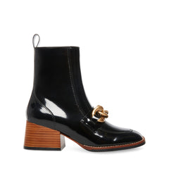 Steve Madden Loreen Mid-calf Shaft Chunky Gold Detail Heel Ankle Booties Black