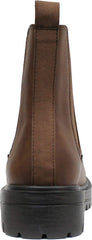 Soda Pilot Dark Tan Pull On Round Toe Chunky Platform Block Heel Wide Ankle Boot