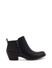 Lucky Brand Basel Black Almond Rounded Toe Block Heeled Ankle Textured Booties