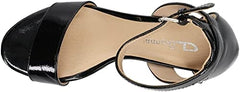 Chinese Laundry Go On Black Patent Ankle Strap Open Toe Block Heeled Sandals