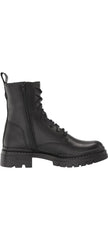 Steve Madden Jamisyn Black Leather Fashion Lace Up Ankle Chunky Combat Boots