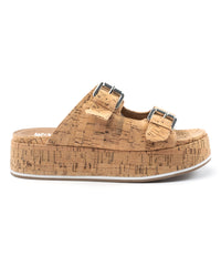 Jane and the Shoe Cork Platform Flatform Wedge Buckle Mule Sandals