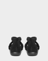 Aerosoles Women's CRAFTMANSHIP Black Suede Open Flat Platform Comfort Sandals