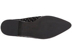 Shellys London Fantasia Black Velvet Pointed Toe Flat Mule Stud Quilted Slides