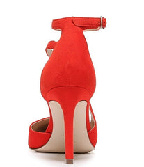 Naturalizer Abilyn Retro Poppy Suede Ankle Strap Pointed Toe Stiletto Heel Pumps