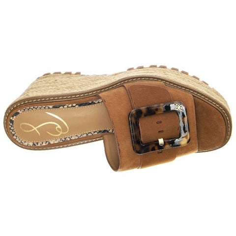 Sam Edelman Livi Luggage Buckle Detail Slip On Open Toe Platform Wedge Sandals