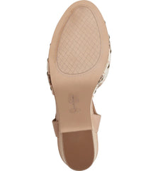 Jessica Simpson Draiye Light Nude Plaid Chunky Ankle Strap Clog Platform Pumps