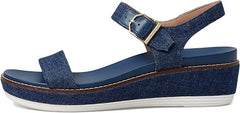 Cole Haan Original Grand Flatform Denim Ankle Strap Open Toe Wedge Heeled Sandal