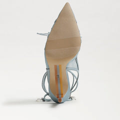 Sam Edelman Aura Robin Egg Blue Tie Up Pointed Toe Stiletto Heeled Dress Sandals
